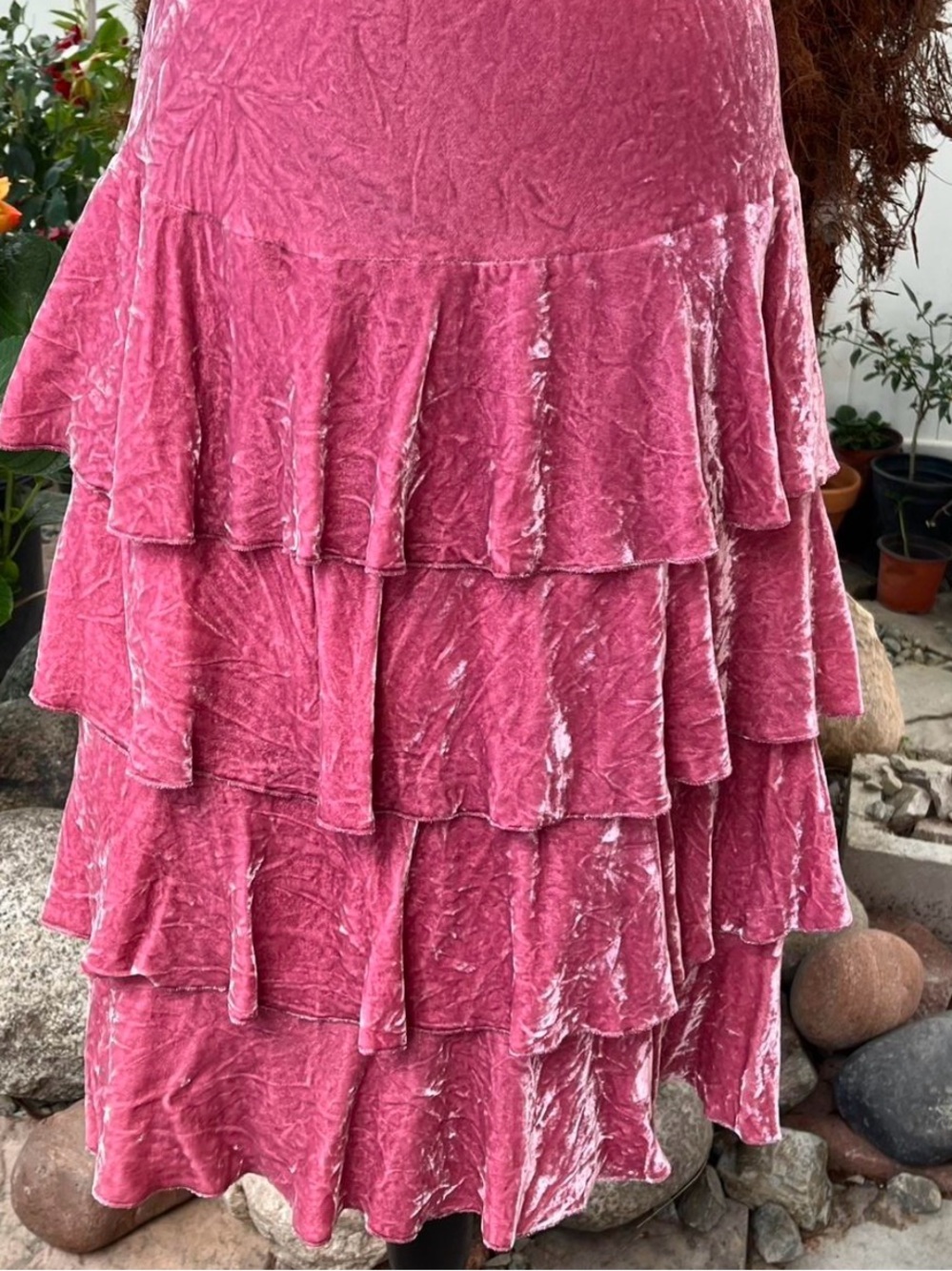 Laundry By Shelli Segal Dusty Rose Velvet Ruffles Romantic Dress - Picture 6 of 7